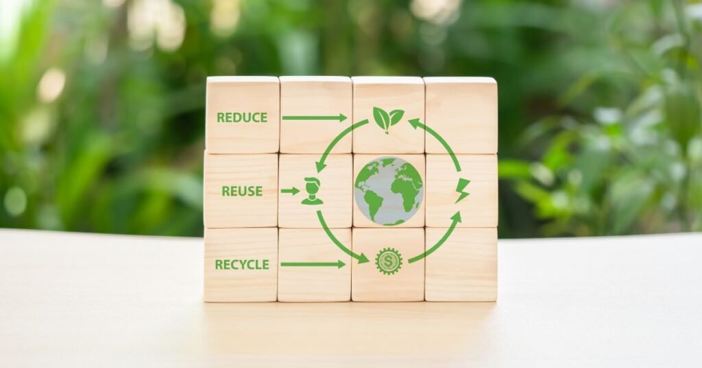 Image depicting a circular green economy (reduce, reuse, and recycle)